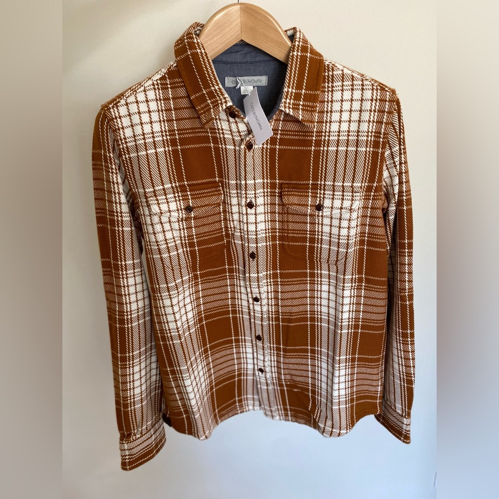 Outerknown Mens Blanket Shirt Cedar Bigbury Plaid / L